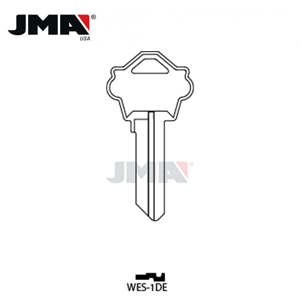 JMA - WK2NP Metal Key Blank For Weslock / Nickel Plate / WES-1DE