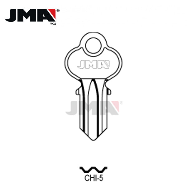 JMA - 1041N Chicago Metal Key Blank / Nickel Plate / CHI-5 / Pack of 10