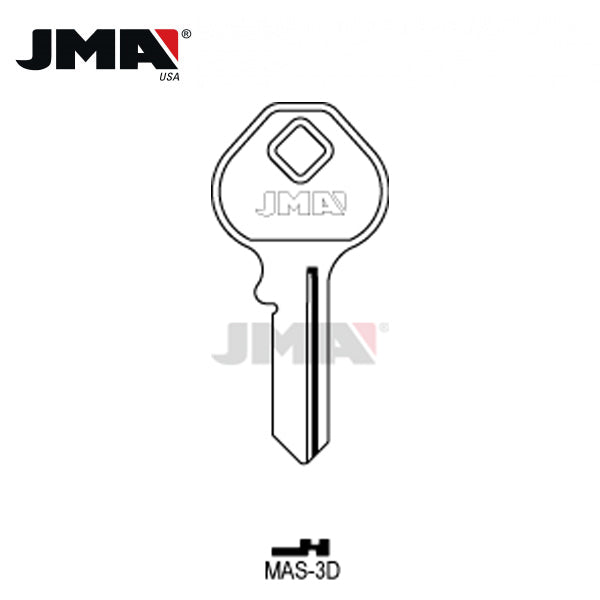 JMA - 1092D M12 Master Padlock Metal Key Blank / Nickel Plate / MAS-3D / Pack of 10