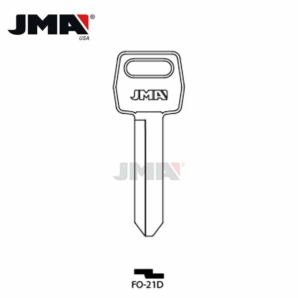 JMA - 1167FD-H51 Ford / Lincoln / Mercury Metal Key Blank / Nickel Plate / FO-21DE