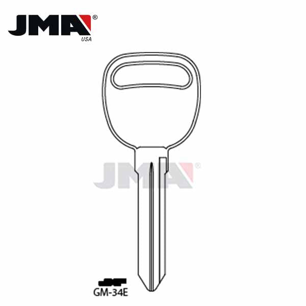 JMA -  B91 / P1111 GM Metal Key Blank / Nickel Plate / GM-34E