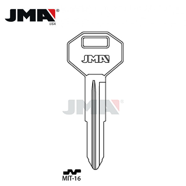 JMA - Chrysler / Dodge / Mitsubishi MIT1 / X176 Metal Key Blank / Nickel Plate / MIT-16 / Pack of 10