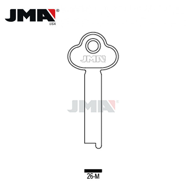 JMA - RL1 Metal Key Blank / Nickel Plate / 26-M