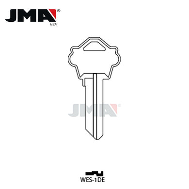 JMA - WK2BR Metal Key Blank For Weslock / Brass / WES-1DE / Pack of 10