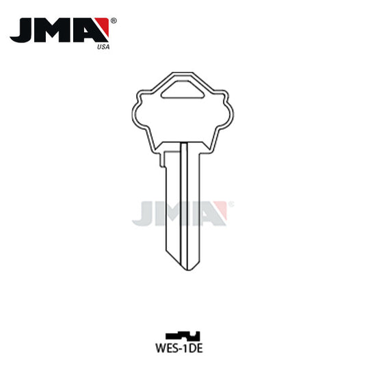JMA - WK2BR Metal Key Blank For Weslock / Brass / WES-1DE / Pack of 10